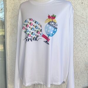 Women’s White Long Sleeve Graphic Tee - Ice Cream Sundae